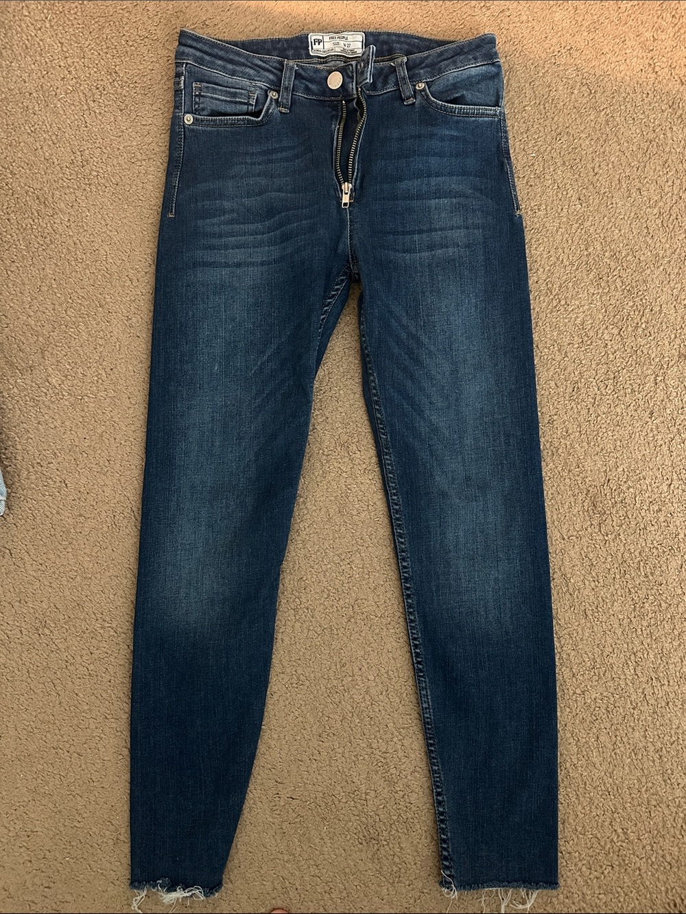 Free People Men’s Skinny Jeans in Dark Blue Wash